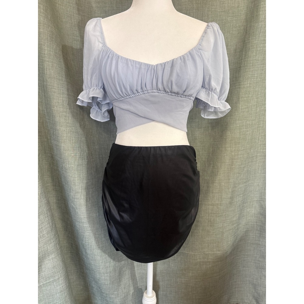 Black faux leather  mini skirt